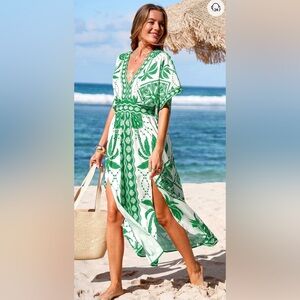 Cupshe Green and White Maxi Dress